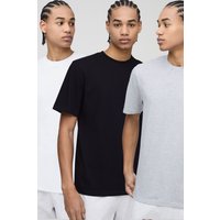 3er-Pack Basic Rundhals T-Shirts von boohooman