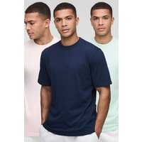 3er-Pack Basic Rundhals T-Shirts von boohooman