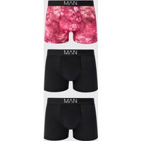 3er-Pack Boxershorts mit Batik-Print - Lila - L, Lila 3er-Pack Boxershorts mit Batik-Print - Lila - L, Lila von boohooman