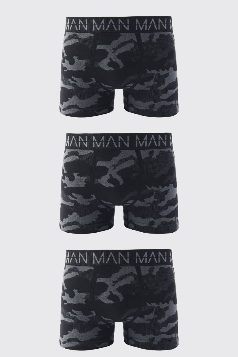 3er-Pack Man Active Camouflage Boxershorts - Schwarz - S, Schwarz von boohooman