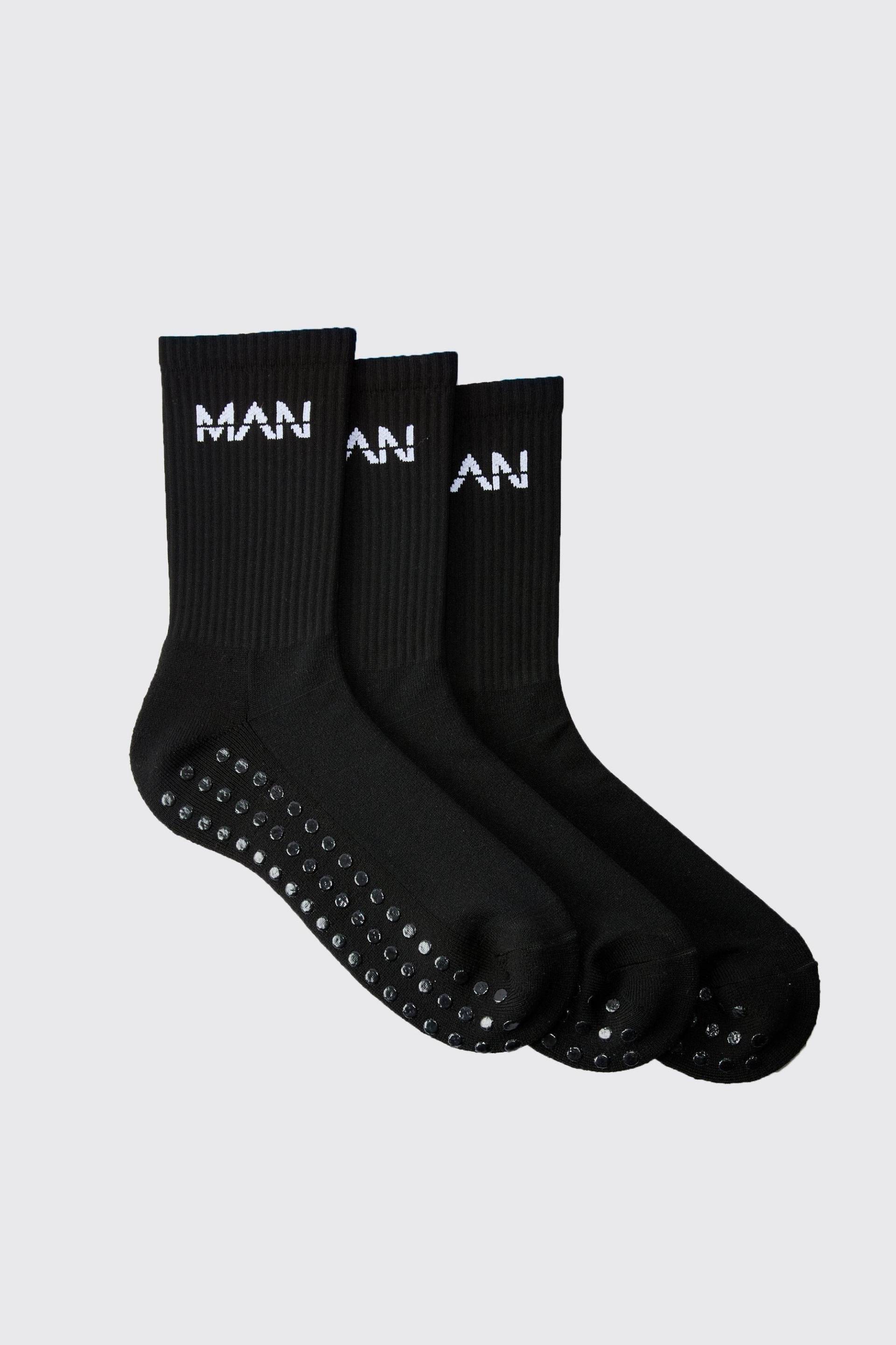 3er-Pack Man Active Training Grip Crew Socken von boohooman