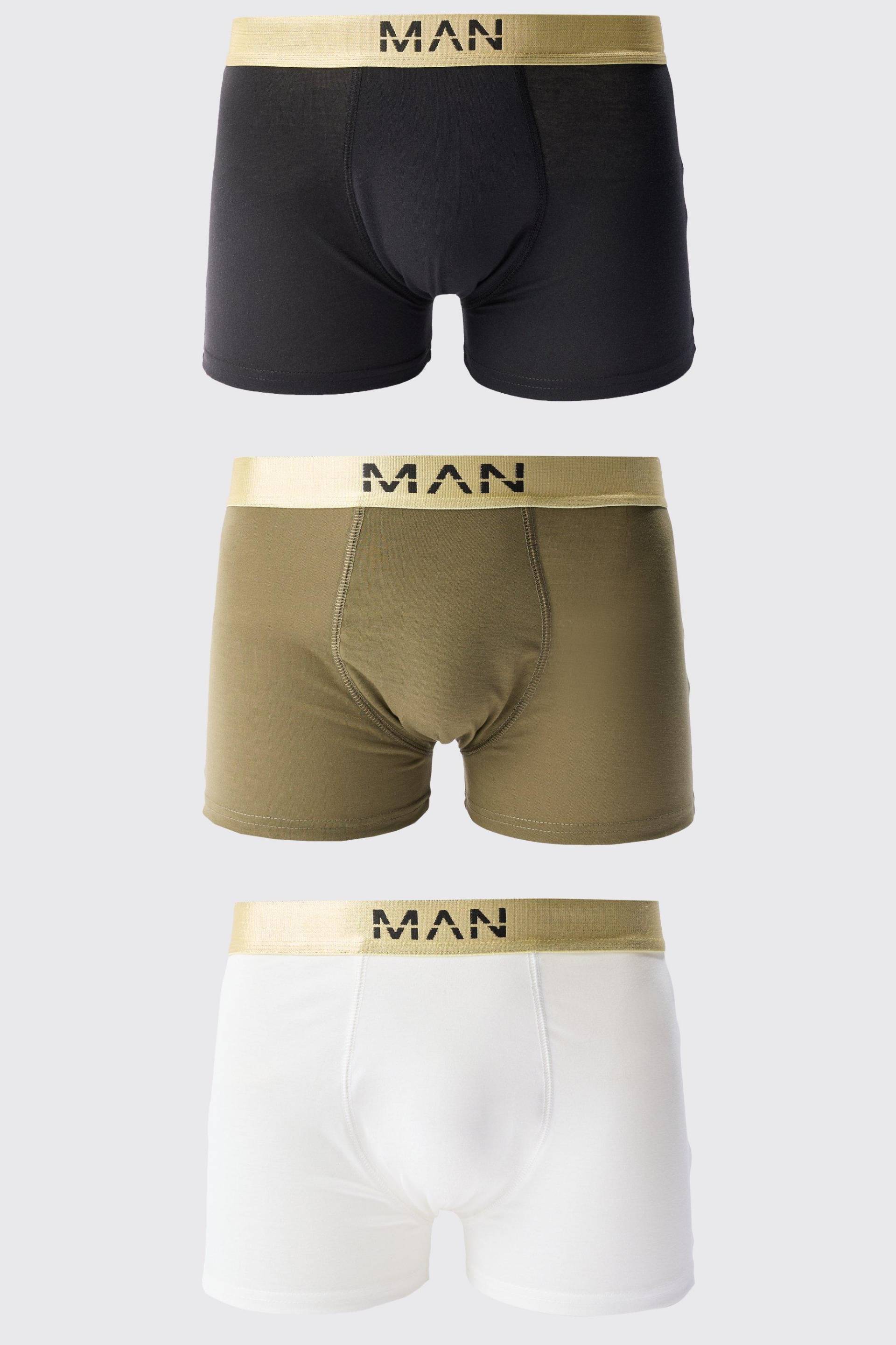 3er-Pack Man-Dash Boxershorts mit Gold-Bund - Mehrfarbig - XL, Mehrfarbig 3er-Pack Man-Dash Boxershorts mit Gold-Bund - Mehrfarbig - XL, Mehrfarbig von boohooman