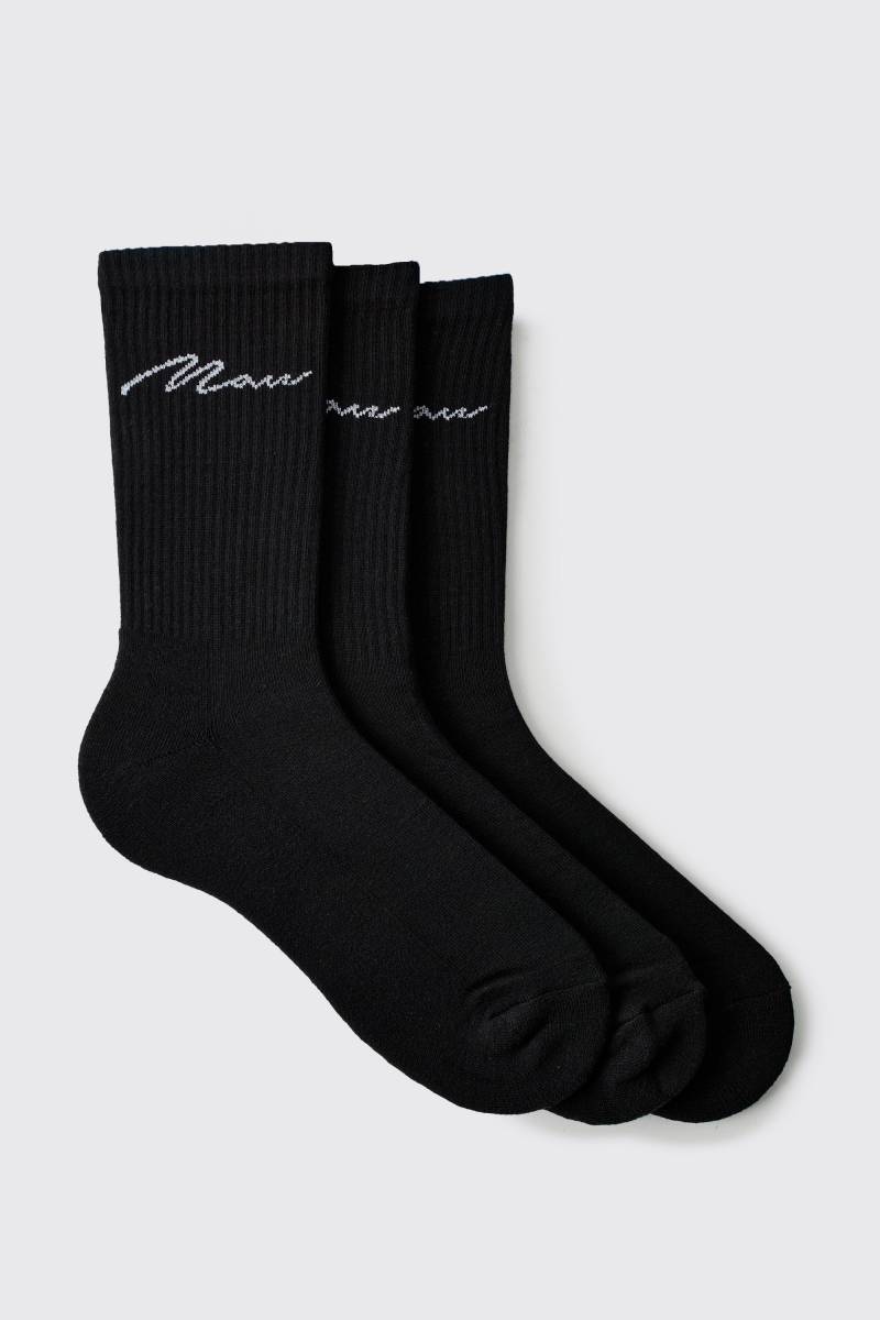 3er-Pack Sport-Socken mit Man-Schriftzug von boohooman
