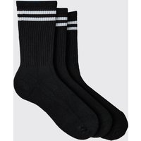 3er-Pack Sport-Socken mit Streifen - Schwarz - ONE SIZE, Schwarz 3er-Pack Sport-Socken mit Streifen - Schwarz - ONE SIZE, Schwarz von boohooman