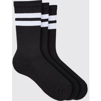 3er-Pack Sport-Socken mit Streifen von boohooman