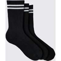 3er-Pack Sport-Socken mit Streifen von boohooman