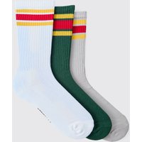 3er-Pack gestreifte Jacquard Official MAN Sport-Socken von boohooman