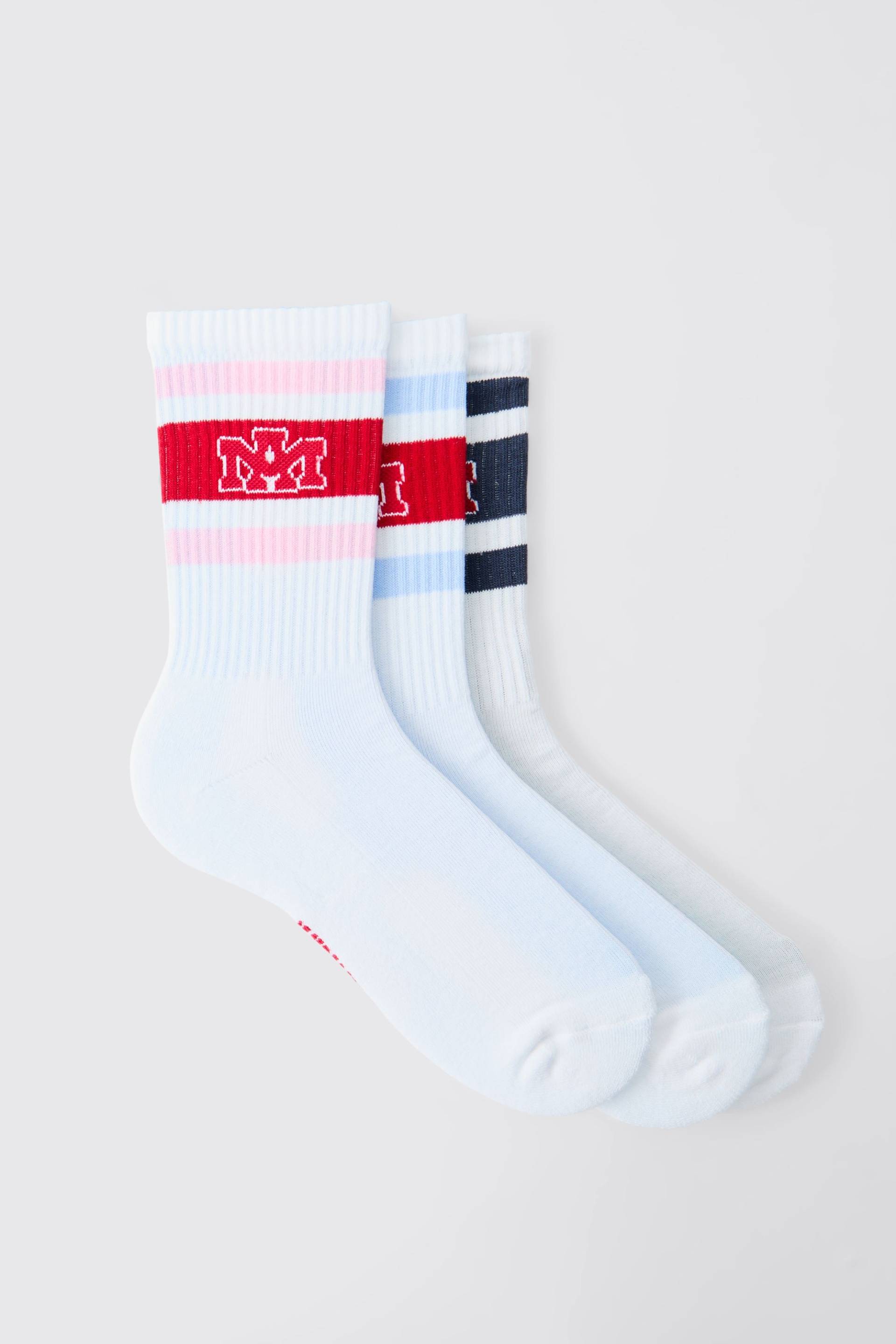 3er-Pack gestreifte Jacquard Sportsocken mit Official Man Etikett 3er-Pack gestreifte Jacquard Sportsocken mit Official Man Etikett von boohooman