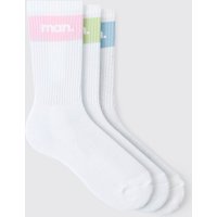 3er-Pack gestreifte Sportsocken mit Man-Print 3er-Pack gestreifte Sportsocken mit Man-Print von boohooman