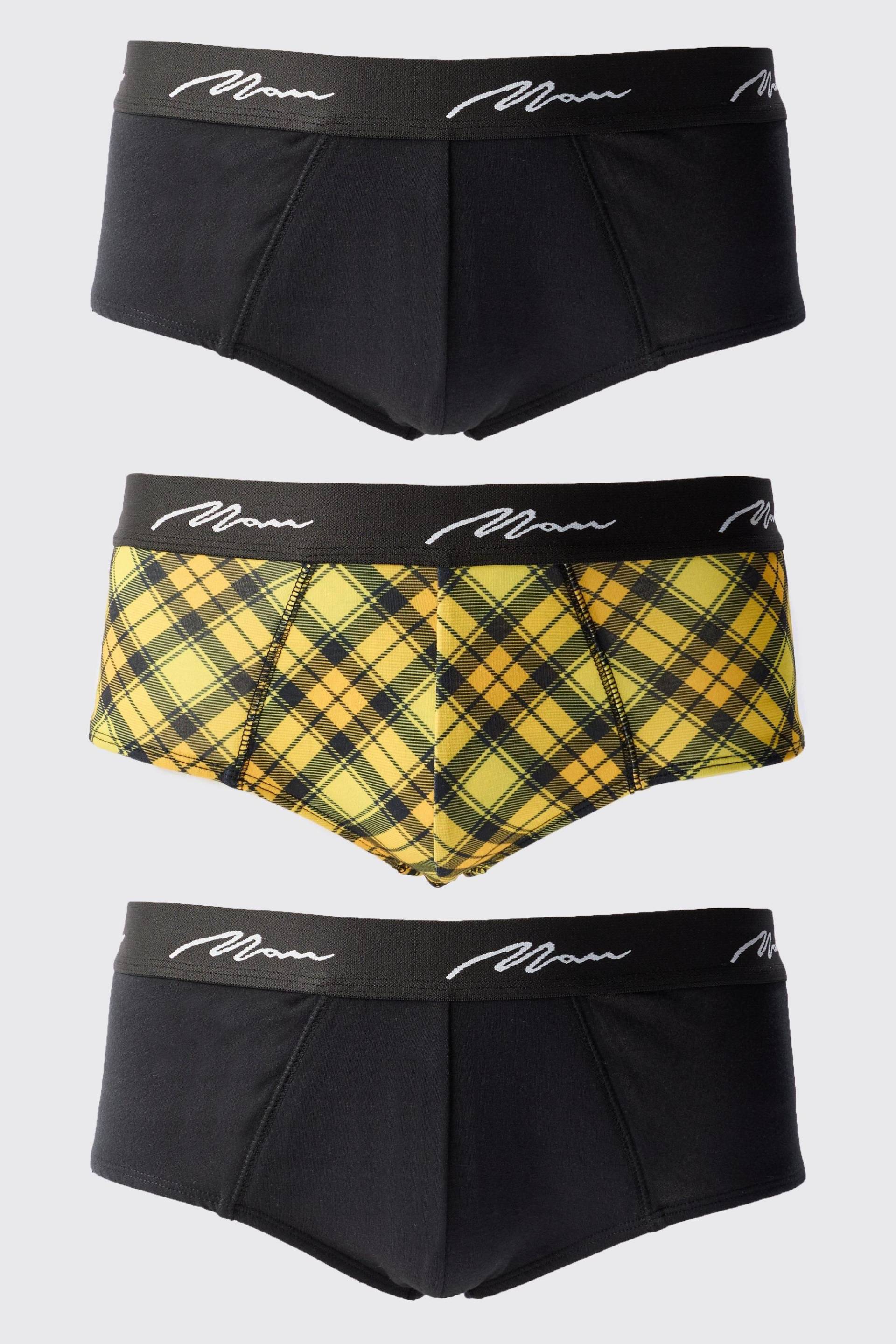 3er-Pack karierte Man Signature Boxershorts von boohooman