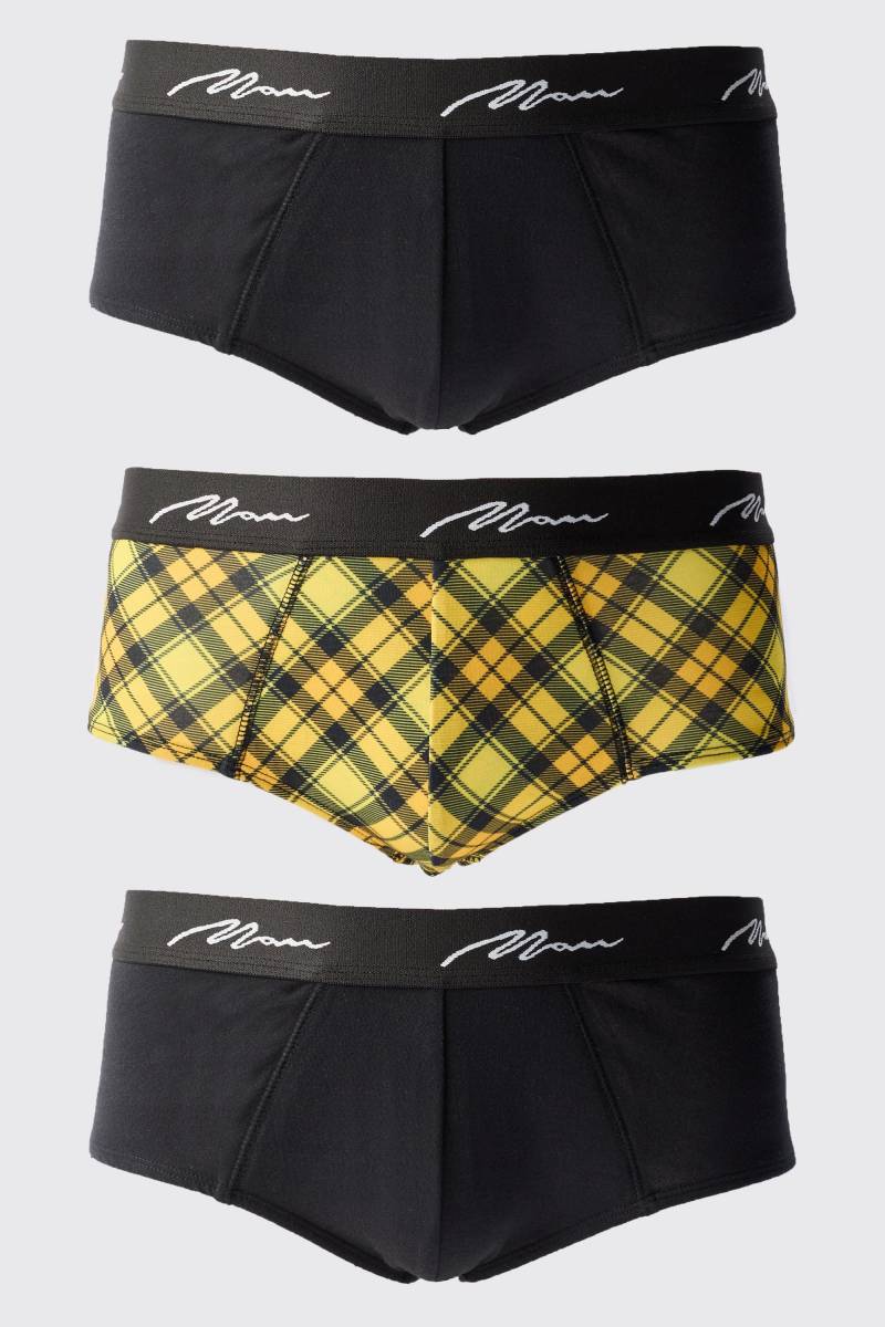 3er-Pack karierte Man Signature Boxershorts von boohooman