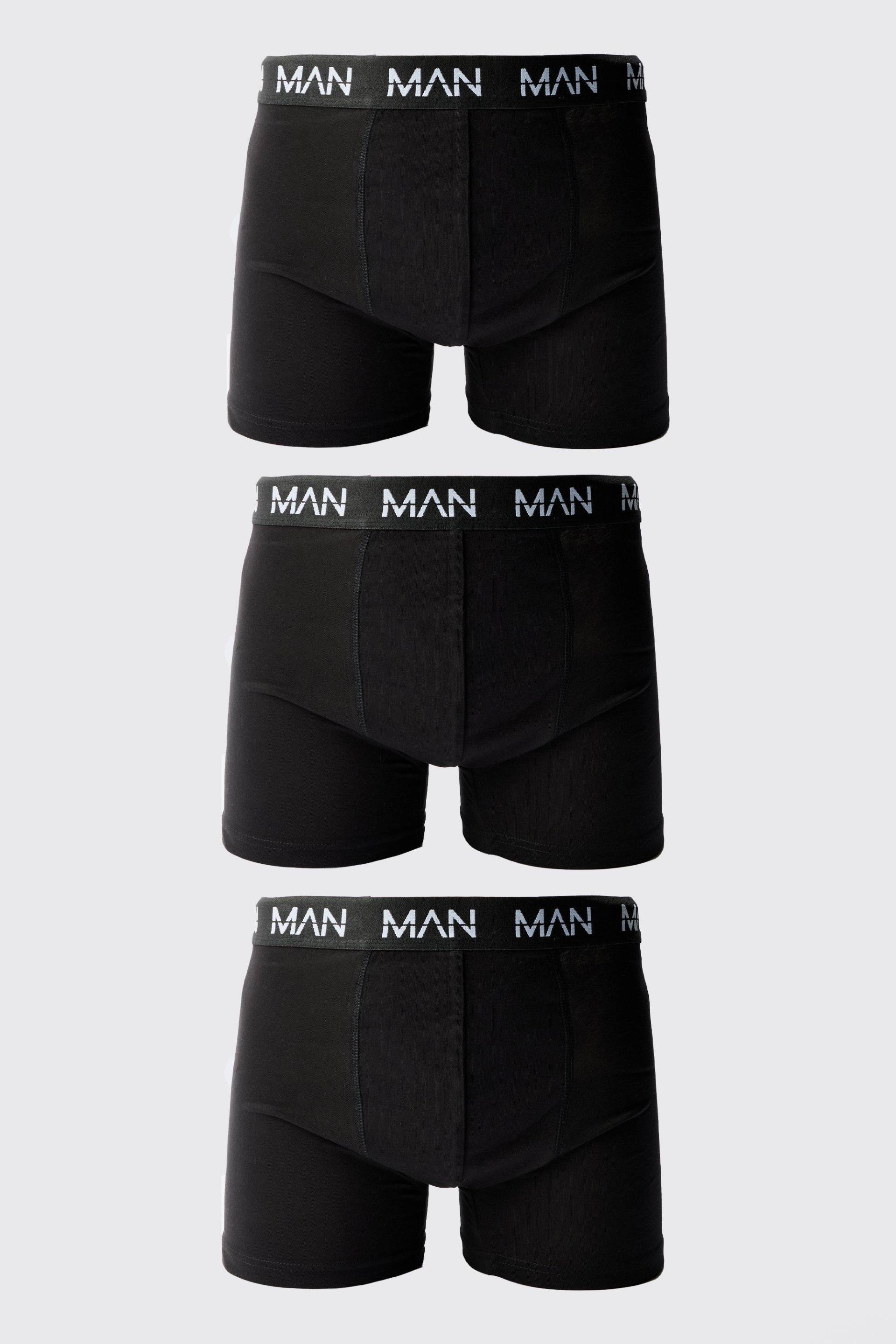 3er-Pack mittellange Man-Dash Boxershorts - Schwarz - M, Schwarz 3er-Pack mittellange Man-Dash Boxershorts - Schwarz - M, Schwarz von boohooman