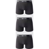 3er-Pack mittellange Man-Dash Boxershorts - Schwarz - S, Schwarz von boohooman