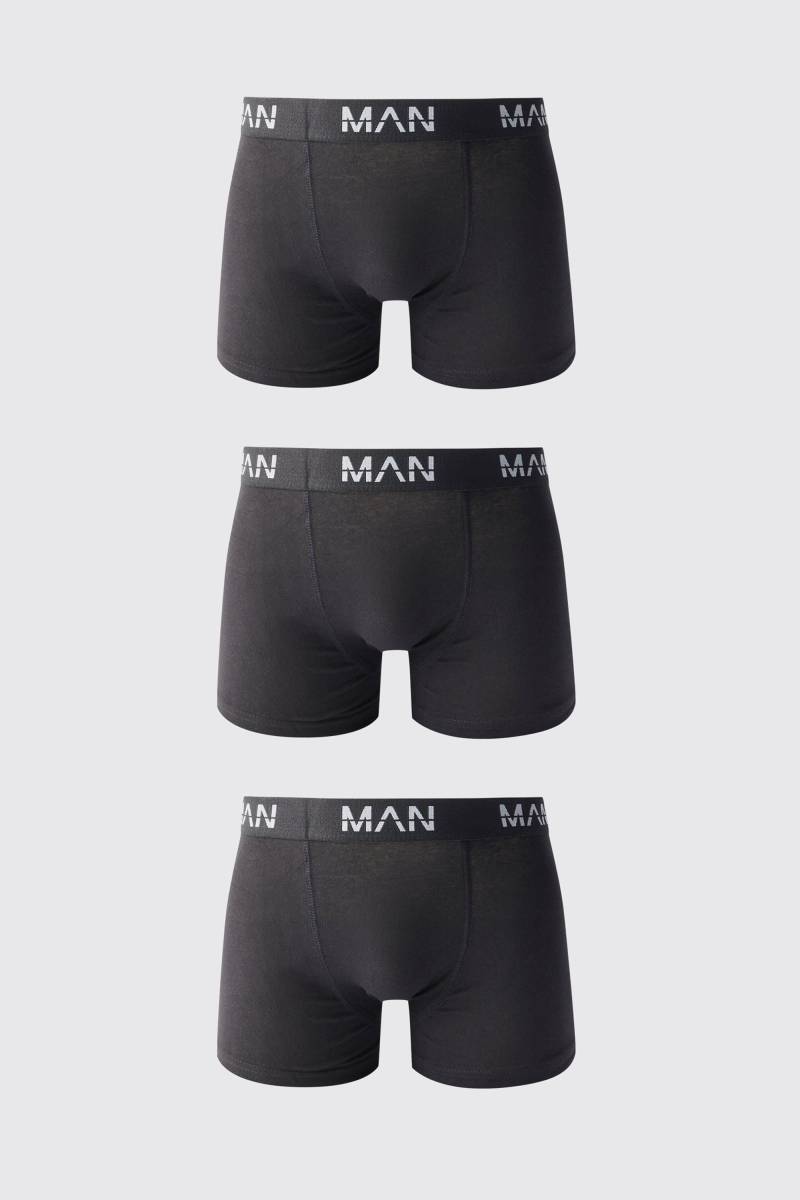 3er-Pack mittellange Man-Dash Boxershorts - Schwarz - S, Schwarz von boohooman