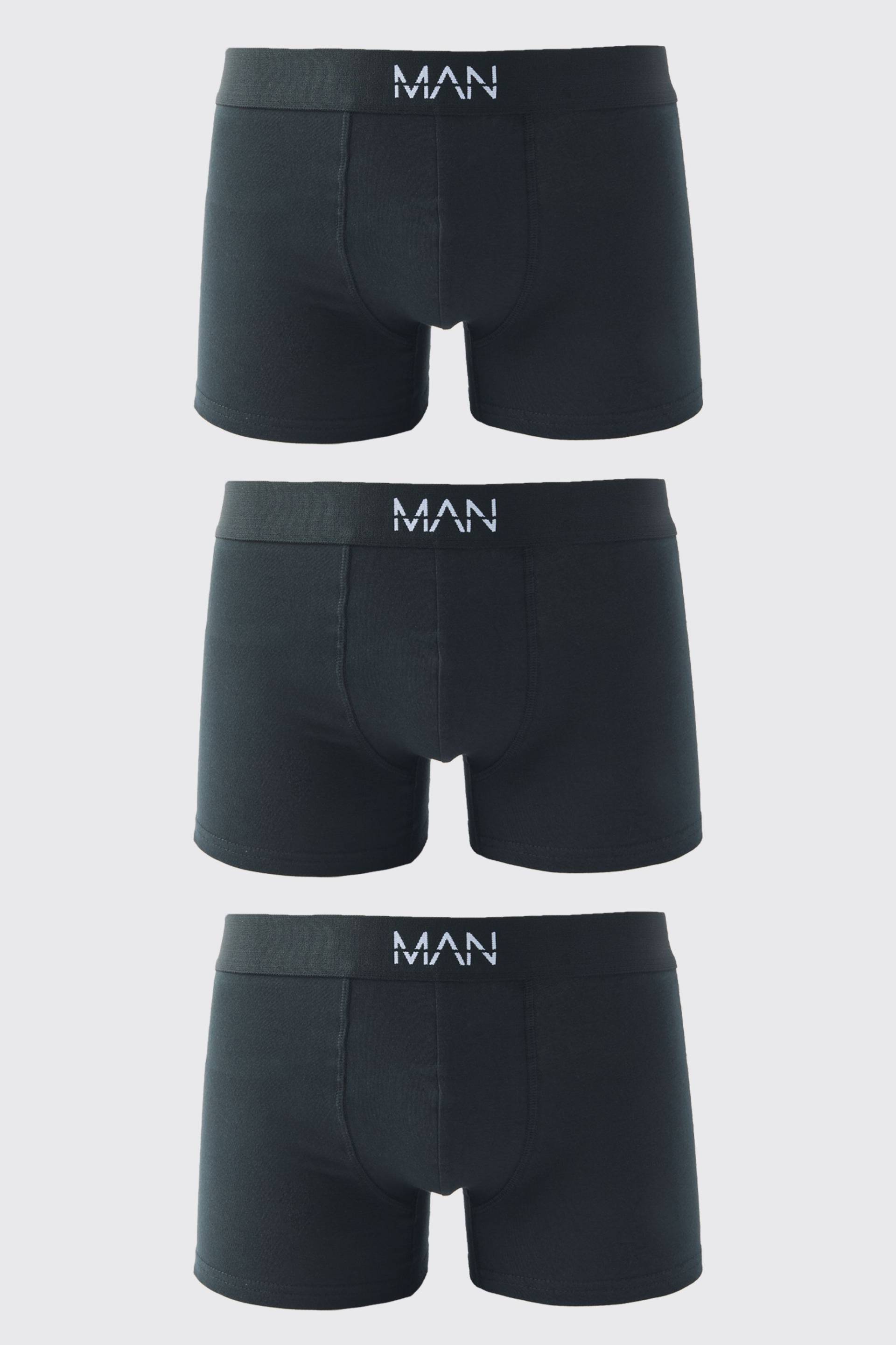 3er-Pack mittellange Man-Dash Boxershorts von boohooman