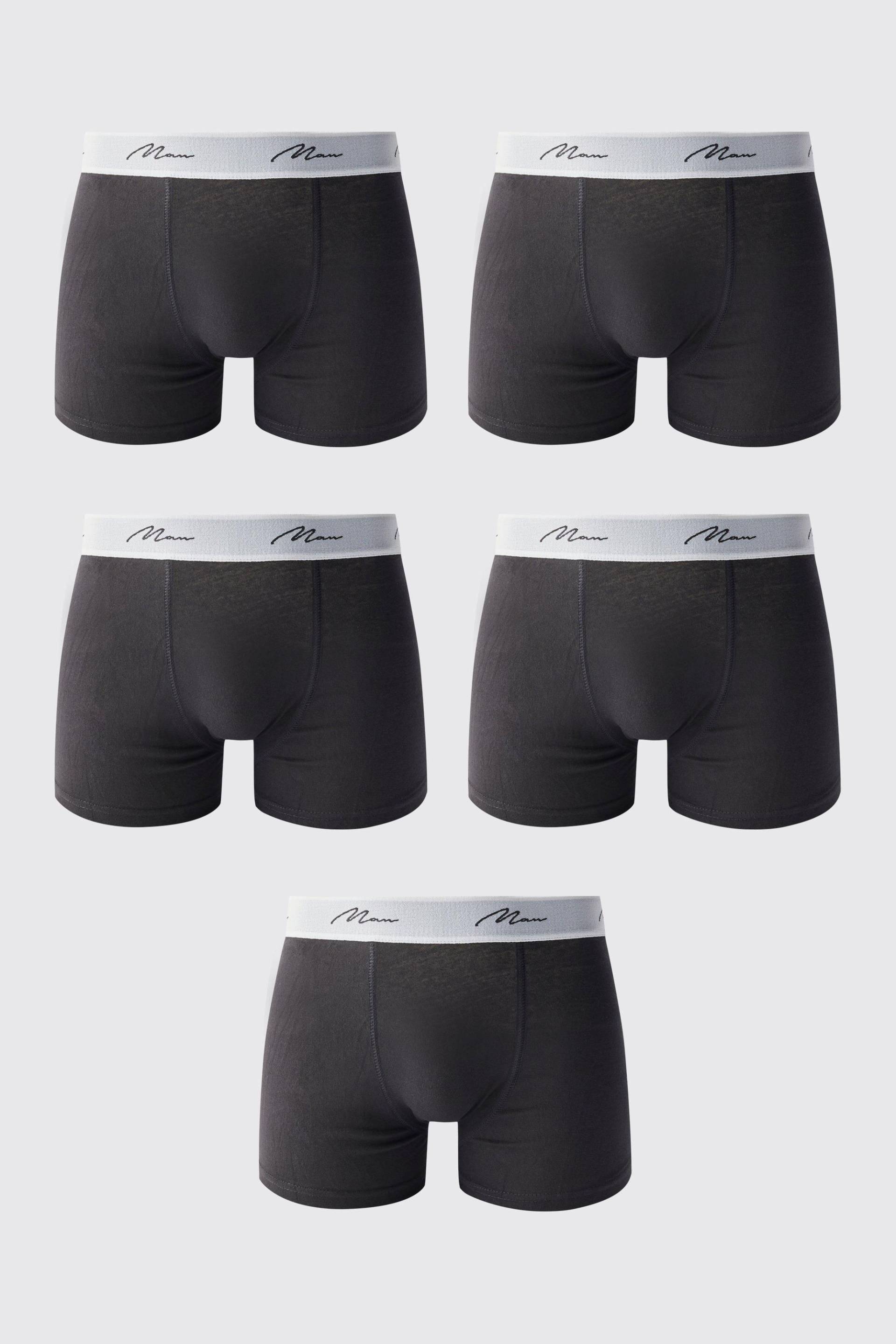 5er-Pack Man Signature Boxershorts - Schwarz - S, Schwarz von boohooman