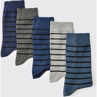 5er-Pack gestreifte Sport-Socken von boohooman