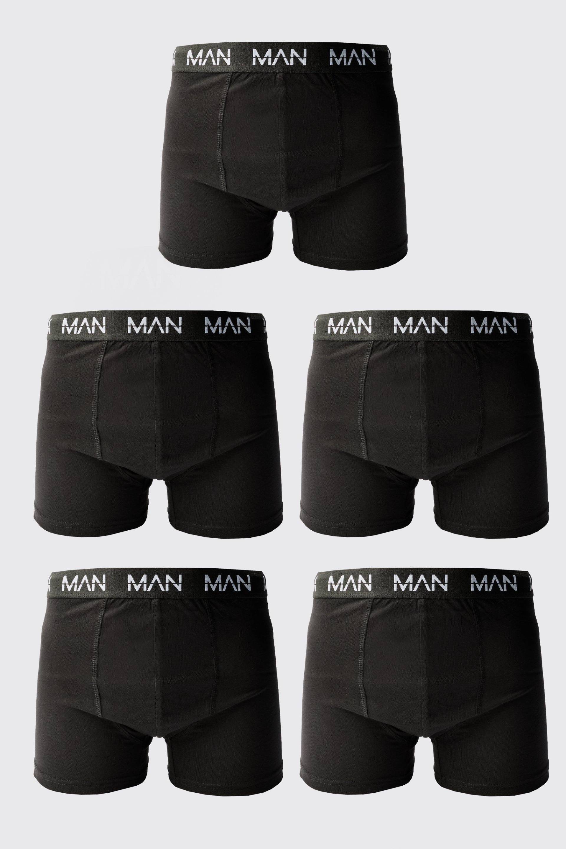 5er-Pack mittellange Man-Dash Repeat Boxershorts - Schwarz - M, Schwarz 5er-Pack mittellange Man-Dash Repeat Boxershorts - Schwarz - M, Schwarz von boohooman