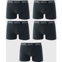 5er-Pack mittellange Man-Dash Repeat Boxershorts - Schwarz - XS, Schwarz von boohooman