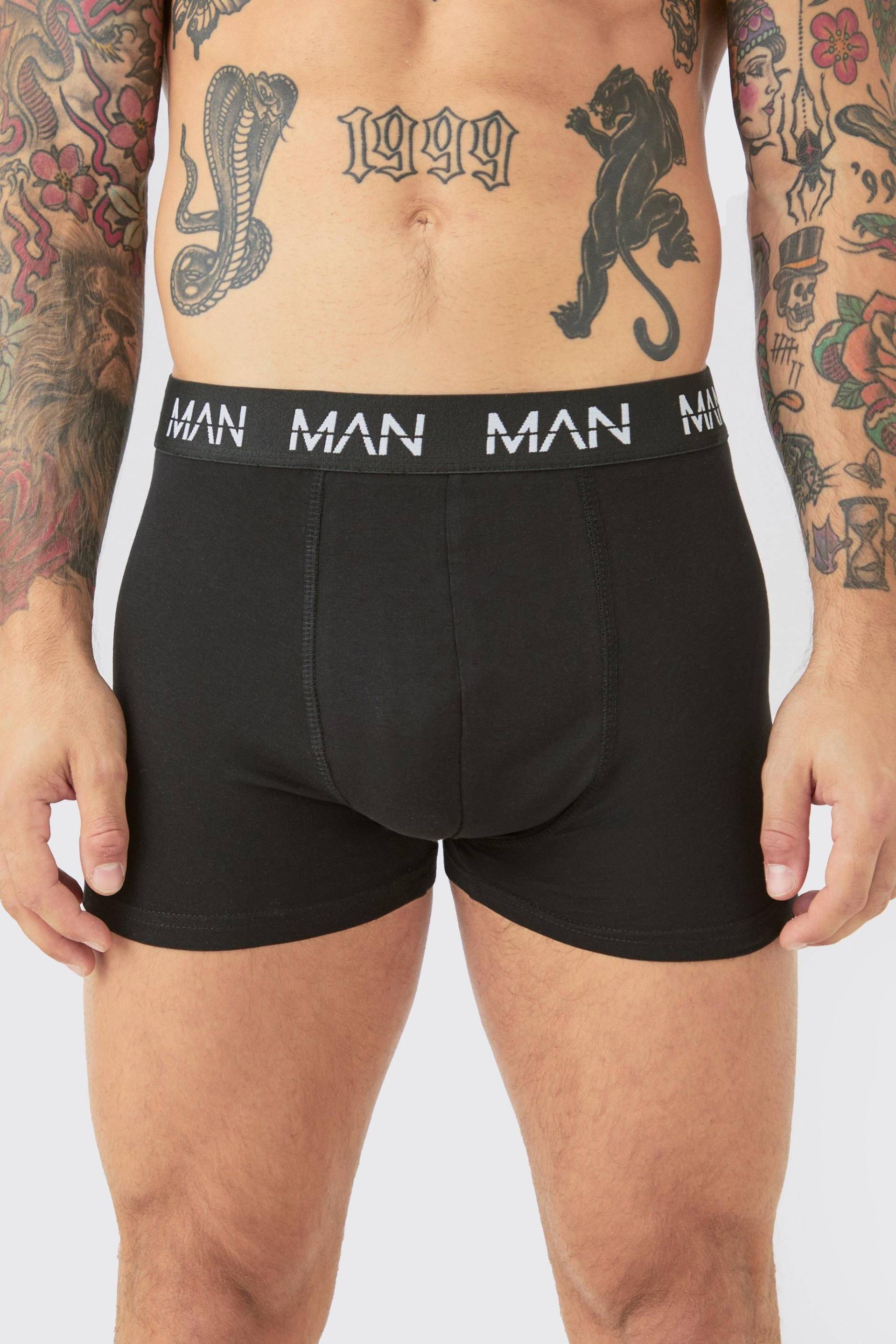 5er-Pack mittellange Man-Dash Repeat Boxershorts von boohooman