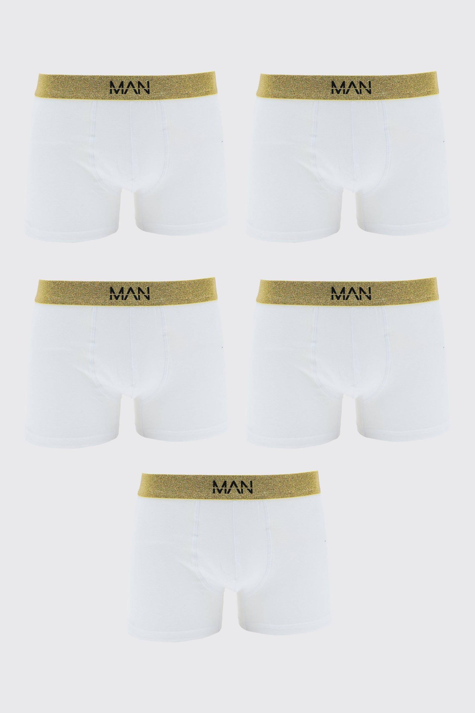 5er-Pack weiße Gold Man Dash Boxershorts - L, Weiß 5er-Pack weiße Gold Man Dash Boxershorts - L, Weiß von boohooman
