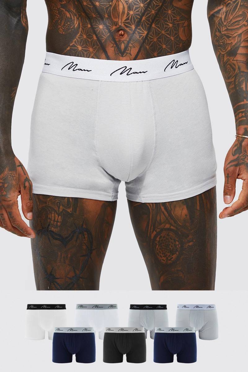 7er-Pack bunte Man Signature Boxershorts von boohooman