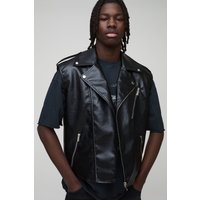 Ärmellose PU-Bikerjacke - Schwarz - S, Schwarz Ärmellose PU-Bikerjacke - Schwarz - S, Schwarz von boohooman