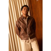 Antike PU Harrington-Jacke mit Reißverschluss - Braun - XS, Braun Antike PU Harrington-Jacke mit Reißverschluss - Braun - XS, Braun von boohooman