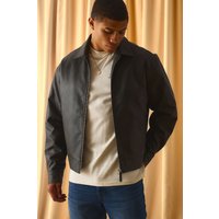 Antike PU Harrington-Jacke mit Reißverschluss - Schwarz - M, Schwarz von boohooman