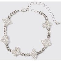 Armband mit Strass-Anhängern - Silber - ONE SIZE, Silber von boohooman