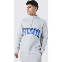 Atlanta Sweatshirt mit 1/4 Reißverschluss - Grau - S, Grau Atlanta Sweatshirt mit 1/4 Reißverschluss - Grau - S, Grau von boohooman