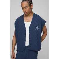 Pullunder mit BM-Stickerei - Blau - S, Blau von boohooman