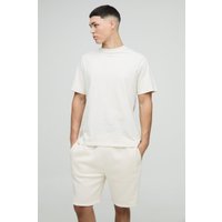 BM Signature T-Shirt und Shorts - Ecru - L, Ecru BM Signature T-Shirt und Shorts - Ecru - L, Ecru von boohooman