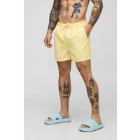 Badehose mit abstraktem Print - Gelb - L, Gelb von boohooman
