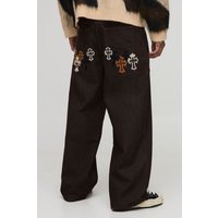 Lockere Jeans mit Kuh-Print - Braun - 34R, Braun von boohooman