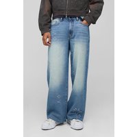 Baggy Fit Star Rhinestone Jeans von boohooman
