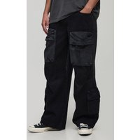 Lockere Cargo-Jeans - Schwarz - 36R, Schwarz von boohooman