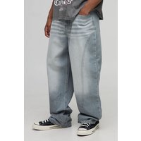 Lockere eisfarbene Jeans - Grau - 34R, Grau von boohooman