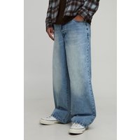 Baggy Rigid Washed Jeans - Blau - 32R, Blau von boohooman