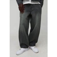 Balloon Fit Washed Seam Detail Jeans - Grün - 32R, Grün von boohooman