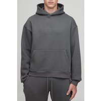 Kastiger Oversize Basic Hoodie mit BM Signature Print - Grau - XL, Grau von boohooman