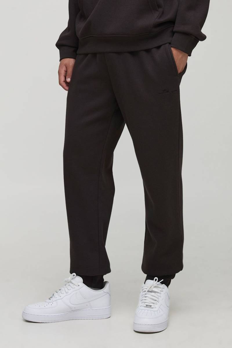 Basic Jogginghose mit BM Signature Jogginghose - Braun - S, Braun von boohooman