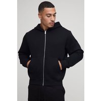 Kastiger Basic Hoodie mit Reißverschluss - Schwarz - XS, Schwarz von boohooman