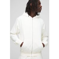 Basic Hoodie mit Reißverschluss - Ecru - M, Ecru von boohooman