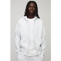 Basic Hoodie mit Reißverschluss - Grau - L, Grau von boohooman