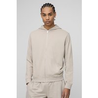 Basic Hoodie mit Reißverschluss - Grau - M, Grau von boohooman