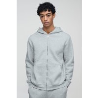 Basic Hoodie mit Reißverschluss - Grau - S, Grau von boohooman