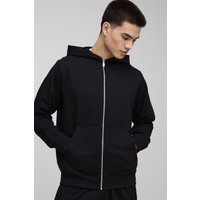 Basic Hoodie mit Reißverschluss - Schwarz - XL, Schwarz Basic Hoodie mit Reißverschluss - Schwarz - XL, Schwarz von boohooman