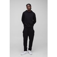 Basic Hoodie & lockere Jogginghose - Schwarz - L, Schwarz von boohooman