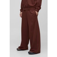 Basic Jogginghose mit extrem weitem Bein - Braun - S, Braun von boohooman